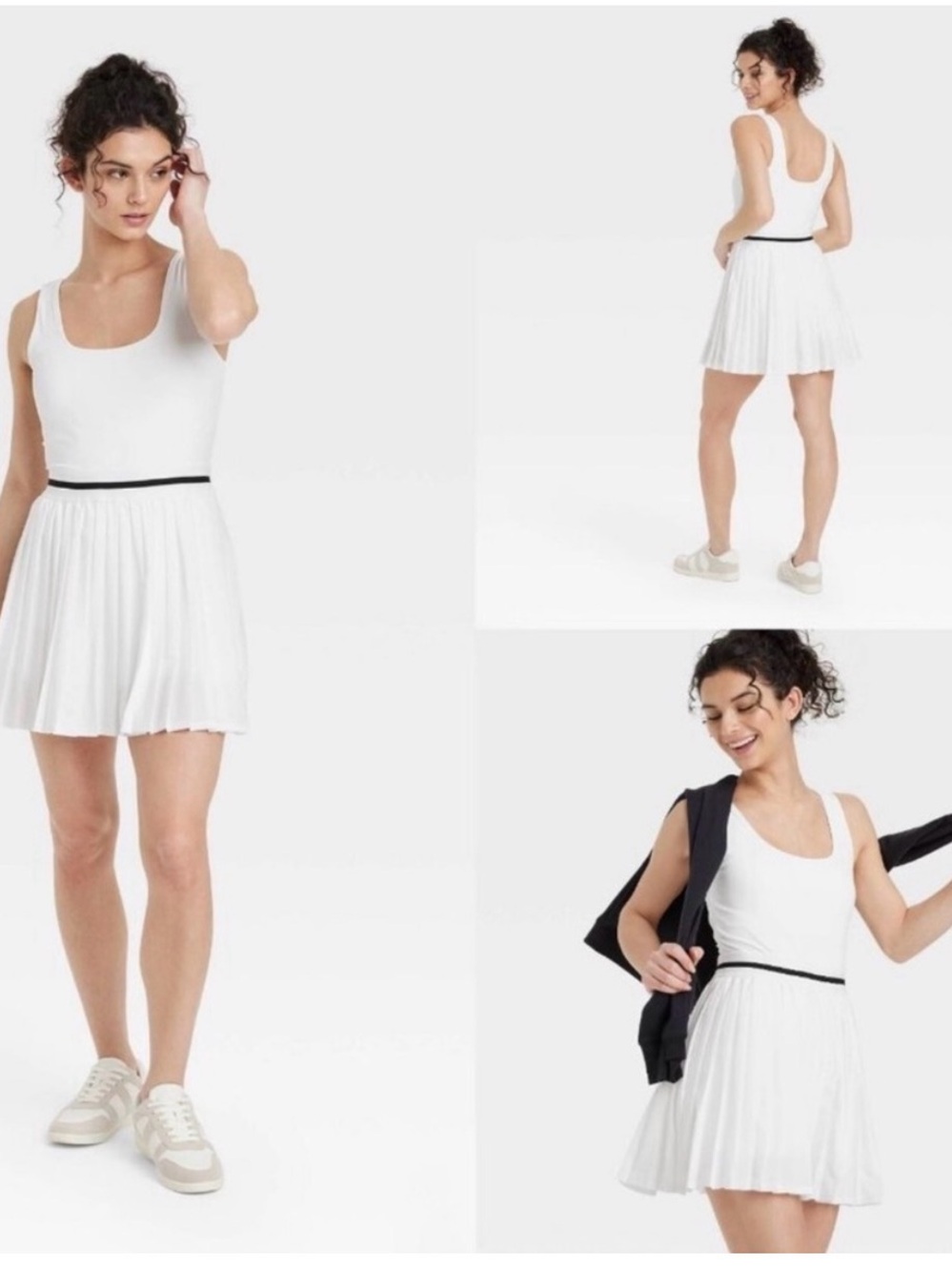 Target White Sleeveless Pleated Mini Tennis Dress with Black Waistband